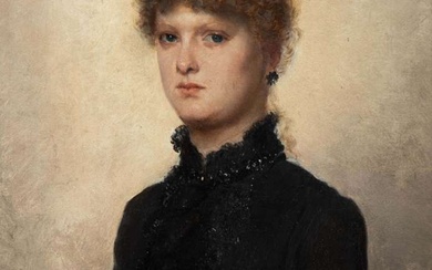 Théodore Gérard (Belgisch, 1829-1902), Portret van een jonge vrouw