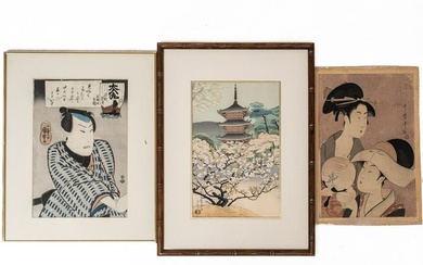 Three Antique Japanese Woodblock Prints