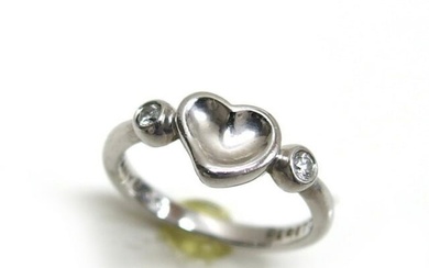 Tiffany Elsa Peretti 2P diamond full heart ring Pt950
