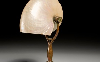 Tiffany Studios bronze nautilus shell lamp
