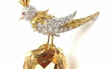 Tiffany & Co Schlumberger 18k Gold Diamond Citrine Bird