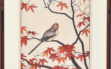 Toshi Yoshida (JAPANESE, 1928–1997) Japanese woodcut with birds