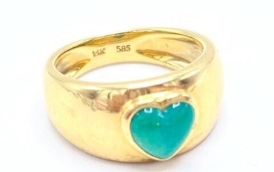 Turquoise & 14k Gold Heart Ring