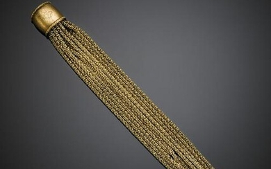 Twelve strand yellow gold rope bracelet with a chased