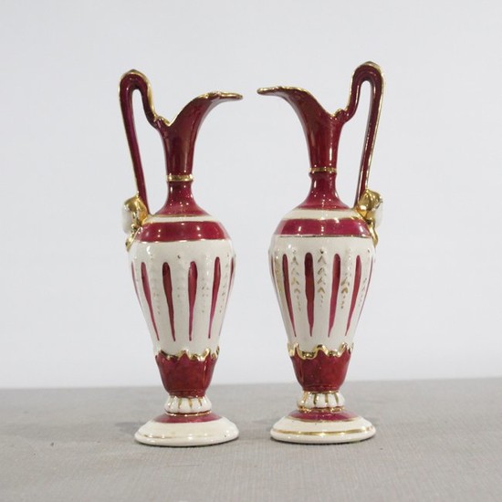Two [2] Porcelain Ewers, Goldra, E. P. Lestine