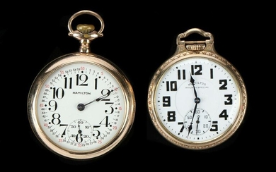 Two Antique Hamilton GF Pocket Watches