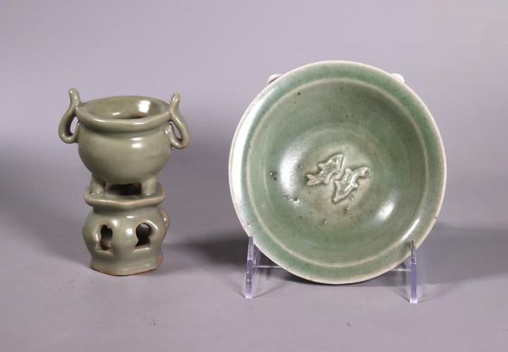 Two Chinese Longquan Celadon Porcelains