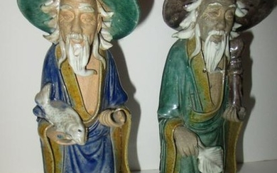 Two Chinese Mud Figurines