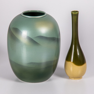 Two Japanese Glazed Ceramic Vases