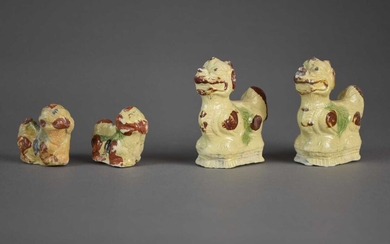 Two pairs of Chinese glazed lion figures from the Diana Cargo, circa 1816