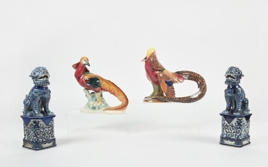 Two pairs of porcelain figural groups