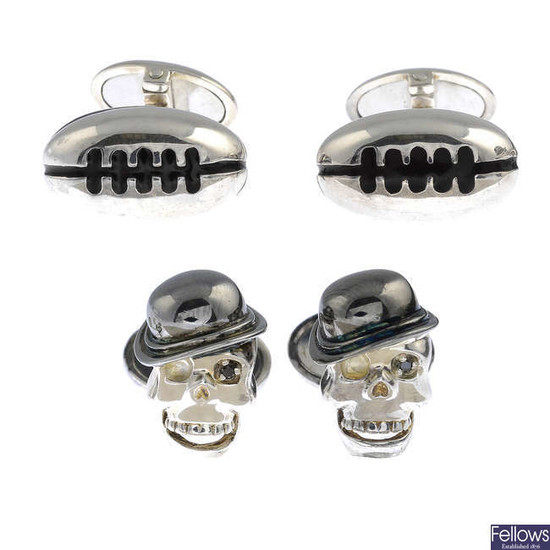 Two pairs of silver cufflinks, by Links of London, one
