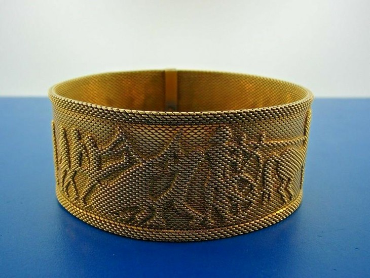 Unique 18k Yellow Gold Egyptian Revival Bracelet