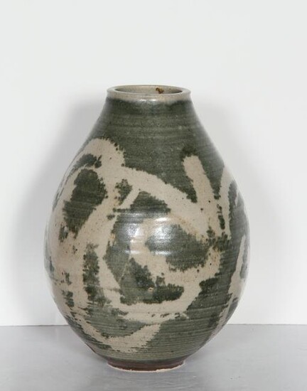 Unknown Artist, Green Abstract Vase, Glazed Ceramic