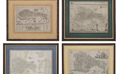 VENICE – Four maps of Venice, 16th century and later.
