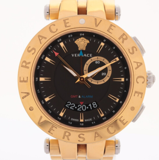 VERSACE V-Race GMT & Alarm Silver and Gold watch - 2016