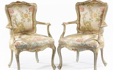 Venetian Rococo Painted and Parcel Gilt Armchairs