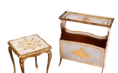 Venetian-Style Painted Table & Magazine Rack