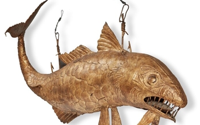 Very Fine American Gilded Metal Fish Monger's Trade Sign, Late 19th or Early 20th Century