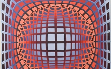 Victor Vasarely Optical Illusion Serigraph Print "Duran