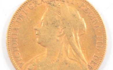 Victoria Veiled Head Gold Full Sovereign, 1900, 8g