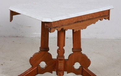 Victorian style carved walnut marbletop center table