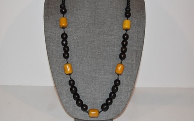 Vintage Antique Butterscotch Amber Egg Yolk beaded Necklace 36" Inch Long