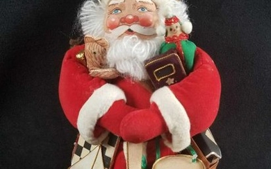 Vintage Santa Claus Christmas Holiday Satchel Bag Toys