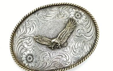 Vintage Silver & Brass Eagle Belt Buckle