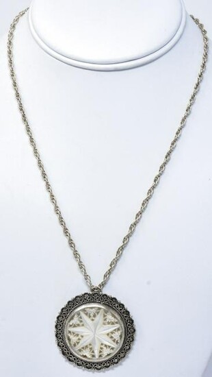 Vintage Sterling Silver & Mother of Pearl Necklace