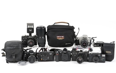 Vintage and later cameras and accessories including a Yoshik...