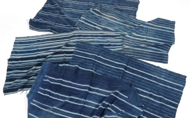 West African Handwoven Indigo-Dyed Cotton Textile Wrappers