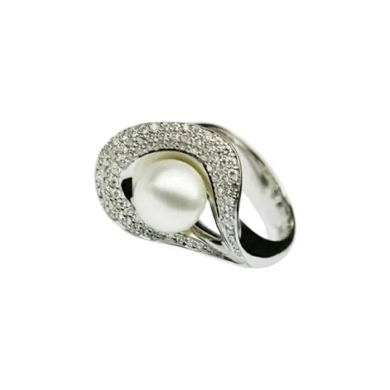 White 14K Gold Ring Diamond 6-RND57-0,06 ct- VS1 A