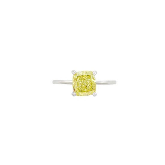 White Gold and Fancy Yellow Diamond Ring