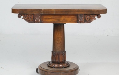 William IV rosewood folding pedestal card table, circa 1835,...