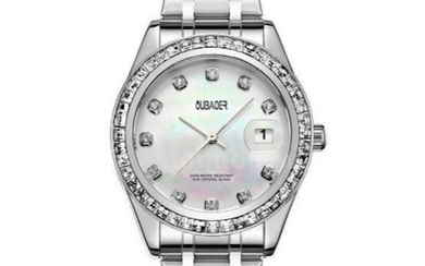 Women's Stainless Steel Mother of Pearl Crystal Quartz