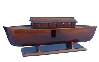 Wooden Noah's Ark Model Boat 14"
