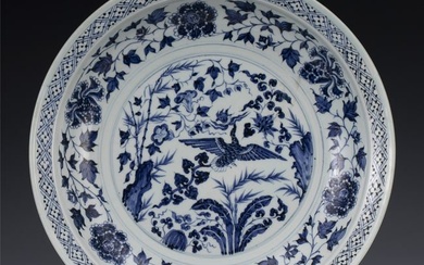 YUAN BLUE & WHITE DISH PLATE