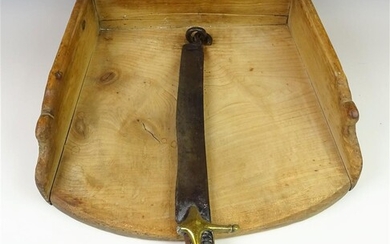 (-), houten snijplank met mes, 19e eeuw, afmeting:...