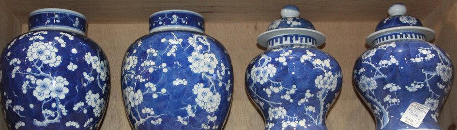 (lot of 4) A group of Chinese blue ground porcelain vases and Jars