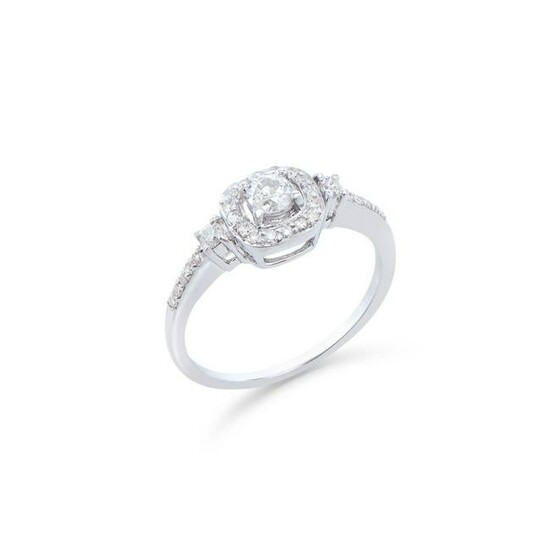 0.50 CTS CERTIFIED DIAMONDS 14K WHITE GOLD RING SIZE