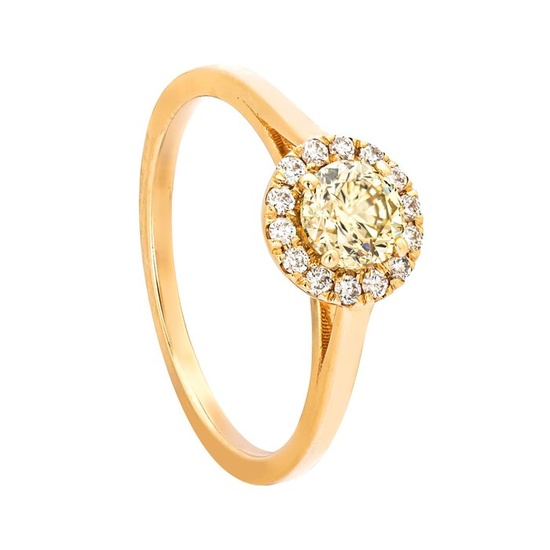 0.78 tcw Diamond Ring - 14 kt. Yellow gold - Ring - 0.63 ct Diamond - 0.15 ct Diamonds - No Reserve Price