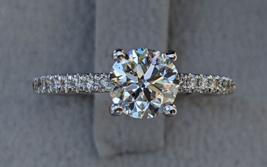 1 Carat GIA Round Brilliant Engagement Ring - 18 kt. White gold - Ring - 1.01 ct Diamond - Diamonds