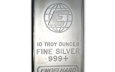 10 oz Silver Bar - Engelhard (Tall, "E" Globe Logo)