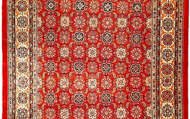10 x 13 Red Orange Traditional Persian Design Semi Antique Kashan Rug
