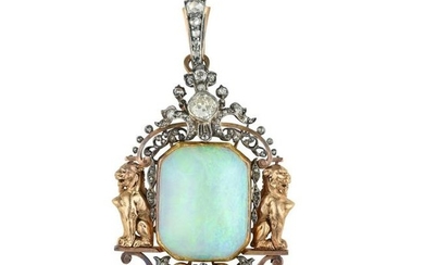 Antique Opal and Diamond Brooch/Pendant