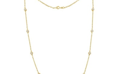 10K Yellow Plated .925 Sterling Silver 1.0 Carat Diamond Station Necklace