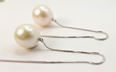 11x12mm White Edison Pearls - 14K White Gold - Earrings