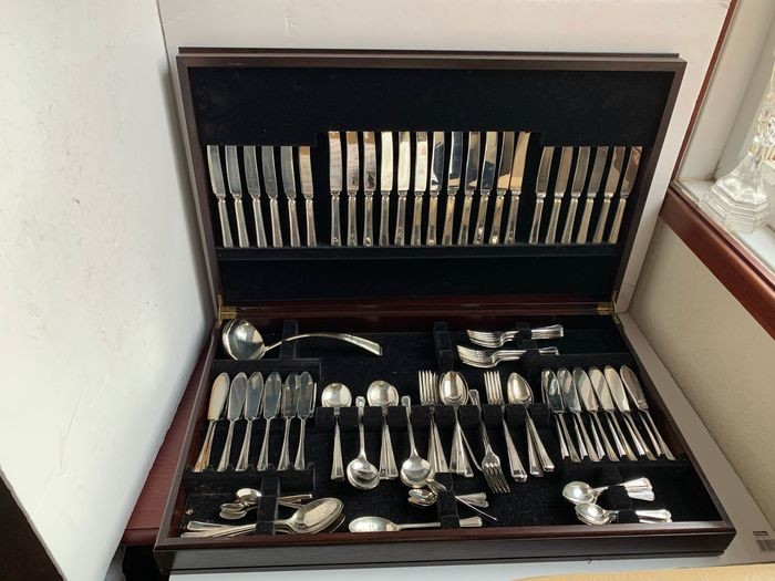 120 pieces of art deco silver plated A1 cutlery table made in Sheffield (1) - Silverplate, Wood