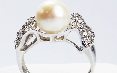 14 kt. Akoya pearl, White gold - Ring Akoya Pearl